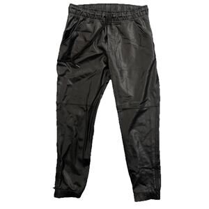 David Lerner Faux Vegan Leather Moto Jogger Pants Black Size XS Drawstring
